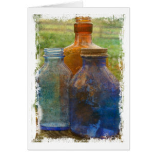 Bouteilles vintages Avec Bordure De Grunge Blanche