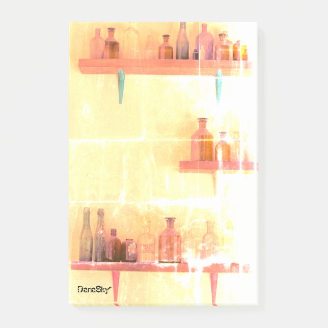 Bouteilles vintages" notes de post-it chics (Devant)