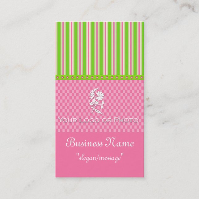Boutique Chic Cartes de visite Green & Pink (Devant)