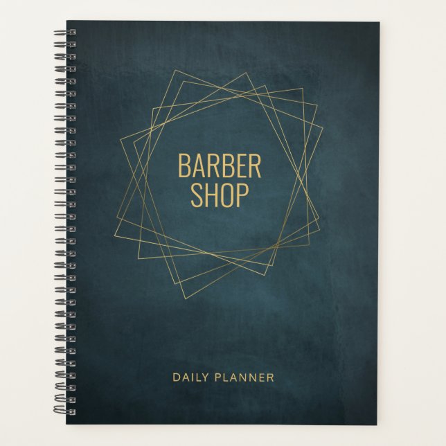 Boutique de barbier de luxe marine or élégant (Devant)