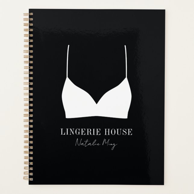 Boutique de luxe Black White Lingerie Logo Moderne (Devant)
