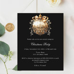 Boutique d'or noir Noël<br><div class="desc">Célébrez la saison des Fêtes avec élégance grâce à cette élégante invitation de fête de Noël, conçue pour les réunions professionnelles. Contre un arrière - plan noir classique, cette invitation présente un grand ornement d'inspiration vintage orné d'un ruban, capturant un look de vacances intemporel. Parfait pour les fêtes de Noël...</div>