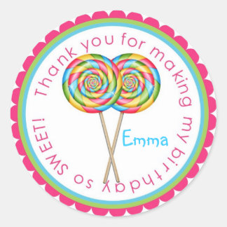 Boutique sucrée Lollipop Stickers d'anniversaire