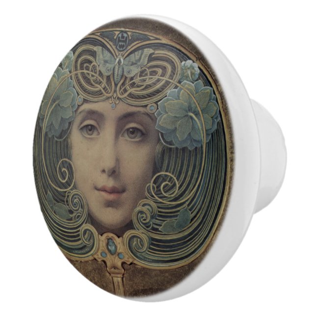 Bouton Art Nouveau en céramique (Droite)