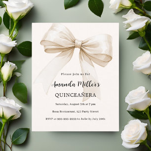Bouton beige élégant Quinceanera invitation