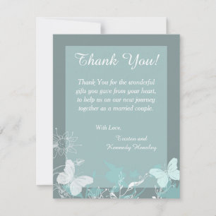 Bouton bleu 4x5 Carte de remerciements Mariage pla