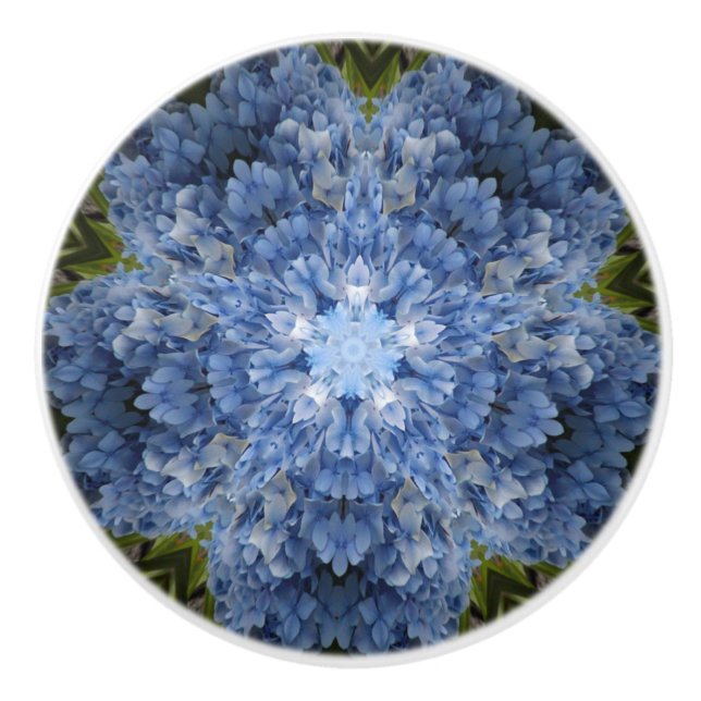 Bouton bleu de tiroir d'hortensia (Devant)