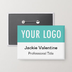 Bouton bleu Turquoise Bouton Badge Pin Back Nom Ba