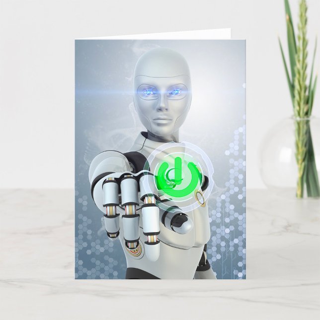 Bouton d'alimentation Robot Sci-Fi Cartes de voeux (Créateur téléchargé)