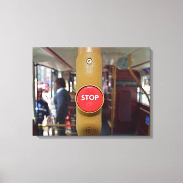 Bouton d'arrêt de bus de Londres vue toile imprime (Recto)