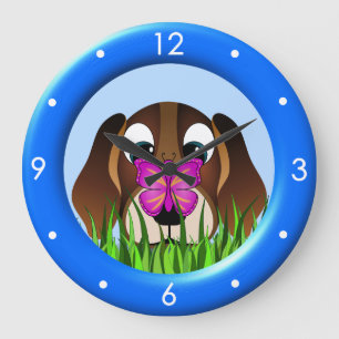 Bouton de Chien Chien Beagle mignon Grande horloge
