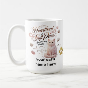 Bouton de coeur des pattes douces - Mug de chat pe