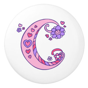 Bouton de poignée à monogramme lettre décorative C