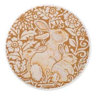 Bouton de porte de la famille de lapin jaune or