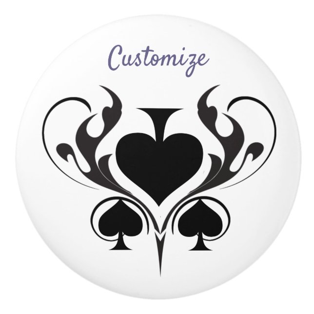 Bouton De Porte En Céramique 3 Black Spins Tribal Thunder_Cove (Devant)