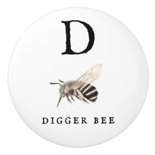 Bouton De Porte En Céramique Abeille à Digger "D"