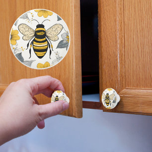 Bouton De Porte En Céramique Abeille Bourdon de Ferme Rustique