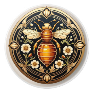 Bouton De Porte En Céramique Abeille de miel Art nouveau