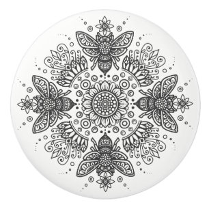 Bouton De Porte En Céramique Abeilles noires