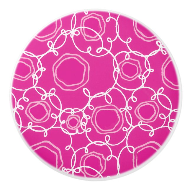 Bouton De Porte En Céramique Abstract Floral Matrix (Hot Pink) Fine Art (Devant)