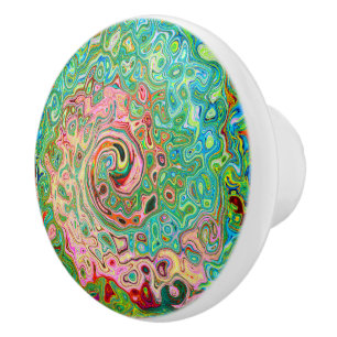 Bouton De Porte En Céramique Abstrait Coloré Rétro Psychedélique Tourbillon Arc