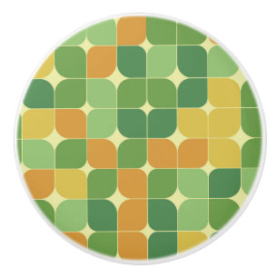 Bouton De Porte En Céramique Abstrait de milieu de siècle vert orange jaune