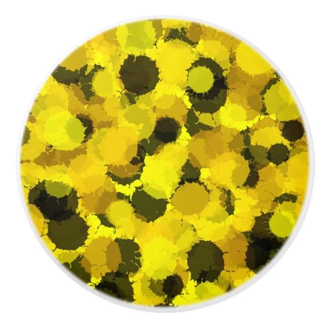 Bouton De Porte En Céramique Abstrait Motif de tournesol Inspirationnel (Devant)