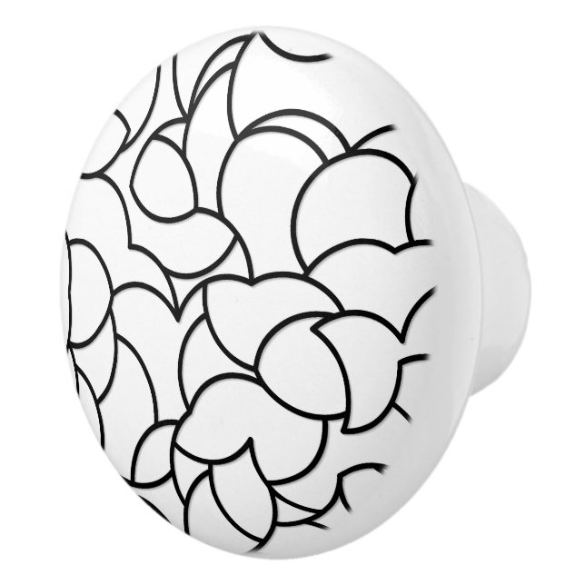 Bouton De Porte En Céramique Abstrait noir et blanc (Droite)