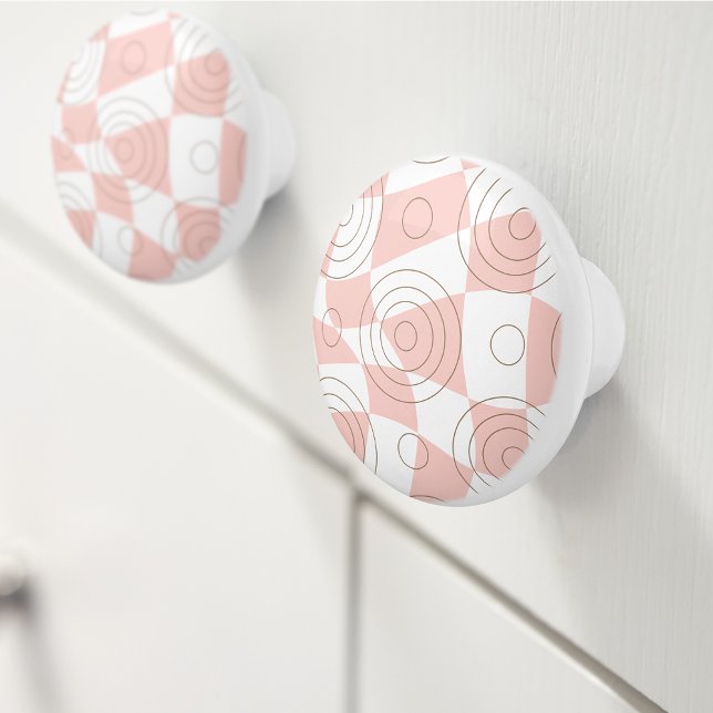 Bouton De Porte En Céramique Abstrait rose et blanc (Créateur téléchargé)