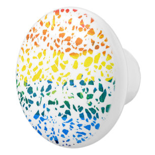 Bouton De Porte En Céramique Abstrait Terrazzo Mosaic coloré Rainbow Motif