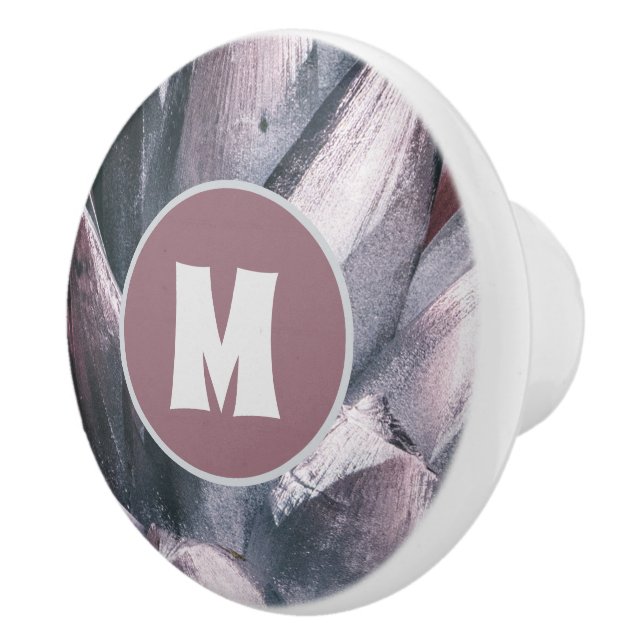 Bouton De Porte En Céramique Abstrait Unique Argent Peint Ananas Spikes (Droite)