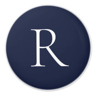 Bouton De Porte En Céramique Accessoire de Cabinet monogramme bleu élégant