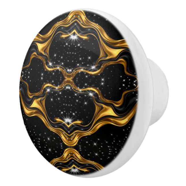Bouton De Porte En Céramique Achempong Opulent Gold Black Monochrome Designer O (Droite)