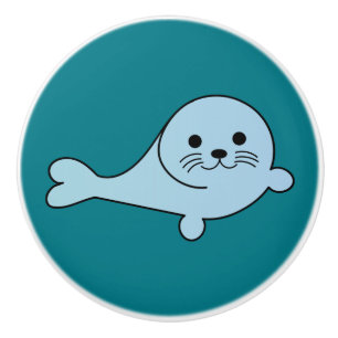 Bouton De Porte En Céramique Adorable Baby Seal