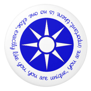 Bouton De Porte En Céramique affirmation positive Vous êtes unique bleu