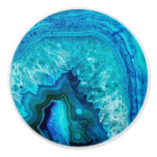 Bouton De Porte En Céramique Agate moderne en marbre bleu