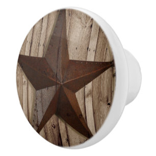 Bouton De Porte En Céramique Agritourisme rustique Bois Western Pays Texas Star