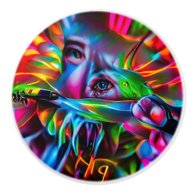 Bouton De Porte En Céramique Aichmophobie : Art Surréel Vivid (Devant)