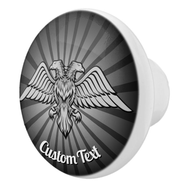 Bouton De Porte En Céramique Aigle gris avec deux têtes Ceramic Knob (Droite)