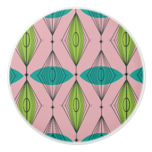 Bouton De Porte En Céramique Aiguille rose atomique & Starbursts Ceramic Knob