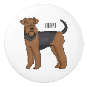 Bouton De Porte En Céramique Airedale terrier dog cartoon