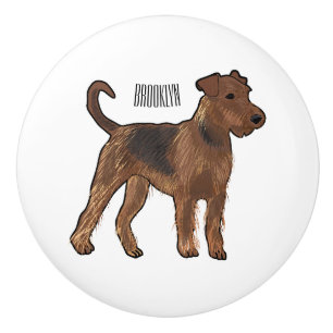Bouton De Porte En Céramique Airedale terrier dog cartoon