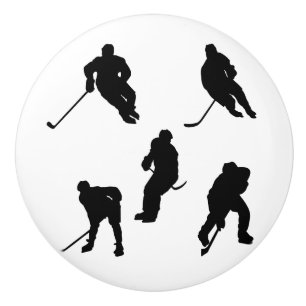Bouton De Porte En Céramique Ajoutez votre motif d'hockey de couleurs d'équipe