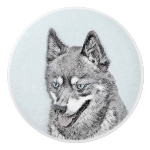 Bouton De Porte En Céramique Alaskan Klee Kai Peinture - Cute Original Chien Ar