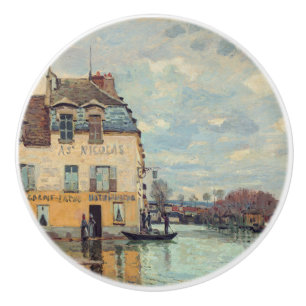 Bouton De Porte En Céramique Alfred Sisley - Inondation à Port-Marly 1872