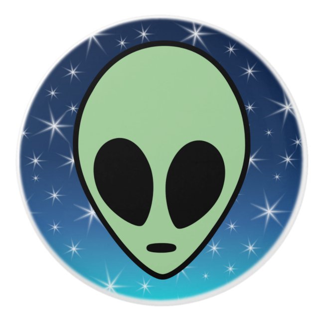 Bouton De Porte En Céramique Alien vert (Devant)