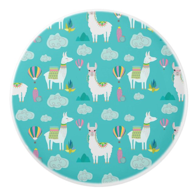 Bouton De Porte En Céramique Alpaga de lamas (Devant)