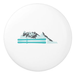Bouton De Porte En Céramique Alpes Ski Ski Ski hiver Sports Mountain Idée cadea