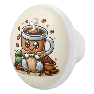 Bouton De Porte En Céramique Amateurs de café chaud