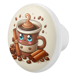 Bouton De Porte En Céramique Amateurs de café chaud